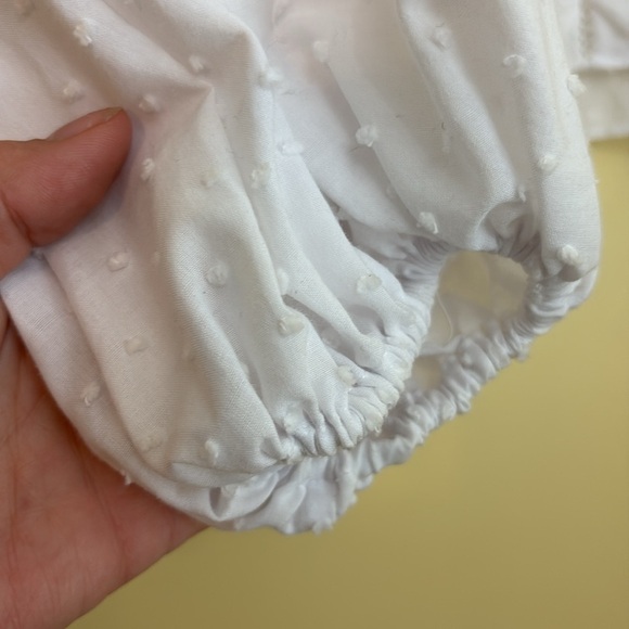 Alexis Dobby White Swiss Dot Ruffle Button Up Long Balloon Sleeve Blouse Top XS - Picture 12 of 17